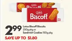 Longo's Lotus Biscoff Biscuits 250g pkg or Sandwich Cookies 150g pkg offer