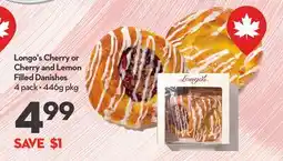 Longo's Cherry or Cherry and Lemon Filled Danishes offer