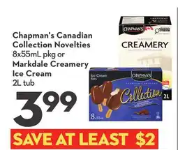 Longo's Canadian Collection Novelties 8x55mL pkg or Markdale Creamery Ice Cream 2L tub offer