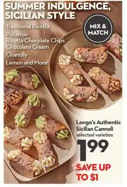 Longo's Authentic Sicilian Cannoli offer