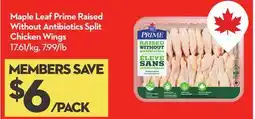 Longo's Prime Raised Without Antibiotics Split Chicken Wings offer