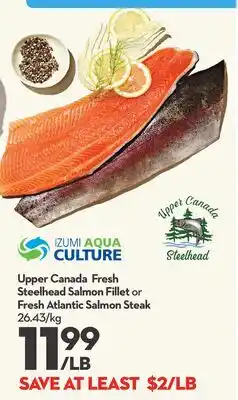 Longo's Upper Canada Fresh Steelhead Salmon Fillet or Fresh Atlantic Salmon Steak offer