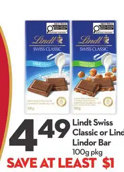 Longo's Lindt Swiss Classic or Lindor Bar offer