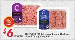 Sobeys COMPLIMENTS Extra Lean Ground Chicken or Minced Turkey offer