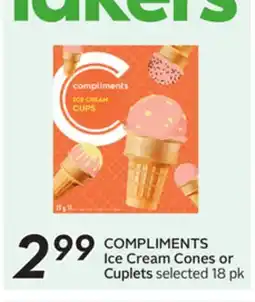 Sobeys COMPLIMENTS Ice Cream Cones or Cuplets offer