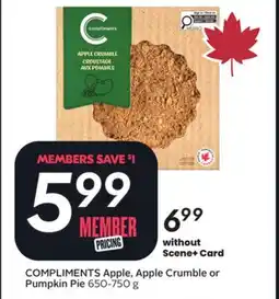 Sobeys COMPLIMENTS Apple, Apple Crumble or Pumpkin Pie offer