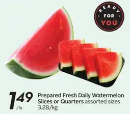 Sobeys Prepared Fresh Daily Watermelon Slices or Quarters offer