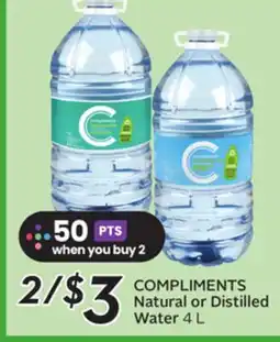 Sobeys COMPLIMENTS Natural or Distilled Water offer