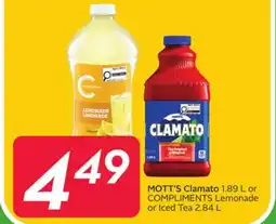 Sobeys MOTT'S Clamato 1.89 L or Lemonade or Iced Tea 2.84 L offer