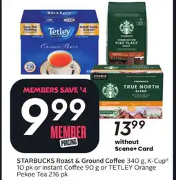 Sobeys Roast & Ground Coffee 340 g, K-Cup 10 pk or Instant Coffee 90 g or Orange Pekoe Tea 216 pk offer