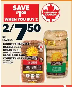 Valu-mart BAGELS 450 G OU PAIN COUNTRY HARVEST 600 G offer