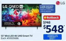 Walmart 55 Mini LED 4K UHD Smart TV offer