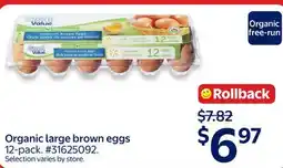 Walmart Organic large brown eggs offer