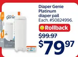 Walmart Diaper Genie Platinum diaper pail offer
