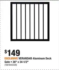 Home Depot EXCLUSIVE VERANDA Aluminum Deck Gate • 36 x 34-1/2 offer