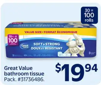 Walmart Great Value bathroom tissue offer