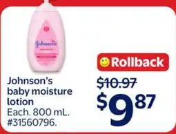 Walmart Johnson's baby moisture lotion offer