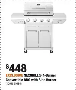 Home Depot EXCLUSIVE NEXGRILL 4-Burner Convertible BBQ with Side Burner offer