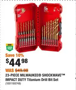 Home Depot 23-PIECE MILWAUKEE SHOCKWAVE IMPACT DUTY Titanium Drill Bit Set offer