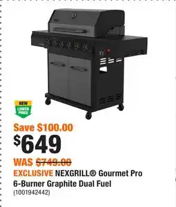 Home Depot EXCLUSIVE NEXGRILL Gourmet Pro 6-Burner Graphite Dual Fuel offer