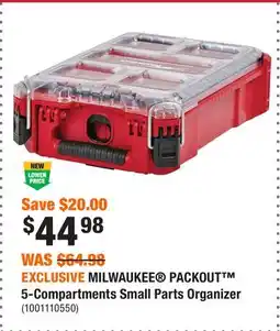 Home Depot EXCLUSIVE MILWAUKEE PACKOUT 5-Compartments Small Parts Organizer offer