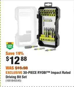 Home Depot EXCLUSIVE 30-PIECE RYOBI Impact Rated Driving Bit Set offer