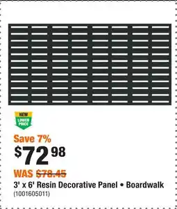 Home Depot 3' x 6' Resin Decorative Panel • Boardwalk offer