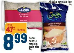 Marché Adonis CEDAR CALROSE MEDIUM GRAIN RICE 4 kg, AL DOHA EGYPTIAN RICE 5 KG offer