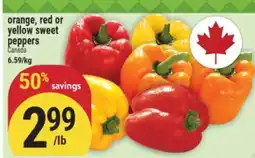 Marché Adonis orange, red or yellow sweet peppers offer