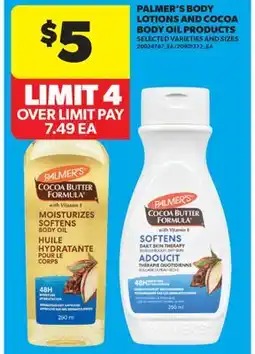 Real Canadian Superstore PALMER'S BODY LOTIONS AND COCOA BODY OIL PRODUCTS offer