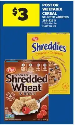 Real Canadian Superstore POST OR WEETABIX CEREAL offer