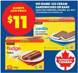 Real Canadian Superstore NO NAME ICE CREAM SANDWICHES OR BARS, 24/30'S offer