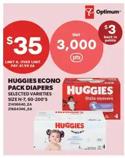 Real Canadian Superstore HUGGIES ECONO PACK DIAPERS, SIZE N - 7, 60-200'S offer