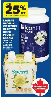 Real Canadian Superstore LEAN FIT PROTEIN OR SPERRI READY TO DRINK PROTEIN SHAKES offer