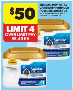 Real Canadian Superstore SIMILAC 360° TOTAL CARE BABY FORMULA POWDER LARGE TUB offer