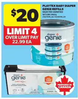 Real Canadian Superstore PLAYTEX BABY DIAPER GENIE REFILLS, 18'S OR 3 ROLL offer