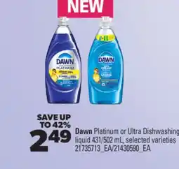 Real Canadian Superstore DAWN PLATINUM OR ULTRA DISHWASHING LIQUID, 431/502 ML offer