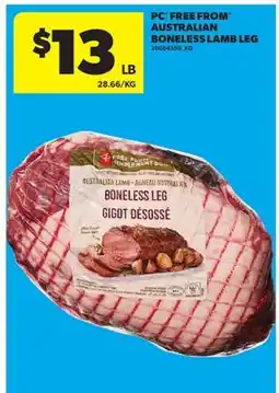 Real Canadian Superstore PC FREE FROM AUSTRALIAN BONELESS LAMB LEG offer