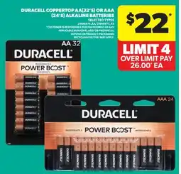 Real Canadian Superstore DURACELL COPPERTOP AA, (32'S) OR AAA, (24'S) ALKALINE BATTERIES offer