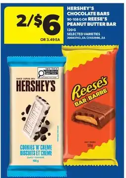 Real Canadian Superstore HERSHEY'S CHOCOLATE BARS, 90-108 G OR REESE'S PEANUT BUTTER BAR, 120 G offer