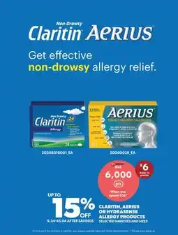 Real Canadian Superstore CLARITIN, AERIUS OR HYDRASENSE ALLERGY PRODUCTS offer