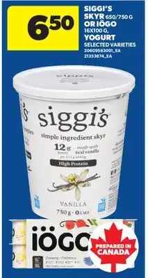Real Canadian Superstore SIGGI'S SKYR, 650/750 G OR IÖGO, 16X100 G, YOGURT offer