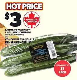 Independent Grocer FARMER'S MARKET ENGLISH CUCUMBERS, 3'S offer