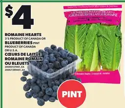 Independent Grocer ROMAINE HEARTS, 3'S OR BLUEBERRIES, PINT offer