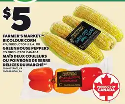 Independent Grocer FARMER'S MARKET BICOLOUR CORN, 4'S, OR GREENHOUSE PEPPERS, 3'S offer