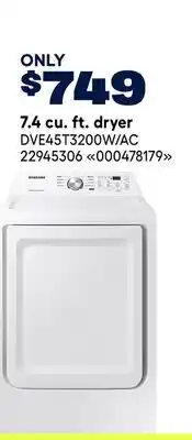 RONA Samsung 7.4 cu. ft. dryer offer