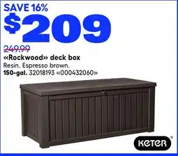 RONA Keter Rockwood deck box offer