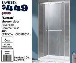 RONA Landon & Co Sutton shower door 48 offer
