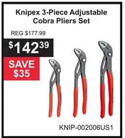 Atlas Tools & Machinery Knipex 3-Piece Adjustable Cobra Pliers Set offer