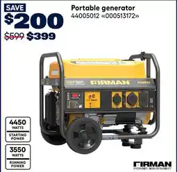 RONA Firman Portable generator offer
